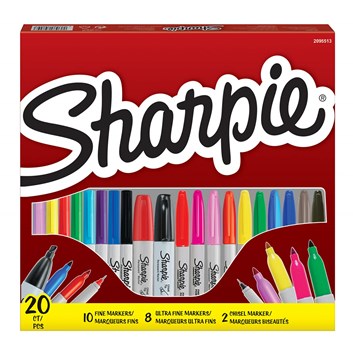 Sharpie, 2079809, umělecké fixy z USA, Combo pack, různé hroty, 20 ks