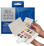 Winsor & Newton, 0390083, Cotman Watercolour The Compact Set, umělecké akvarelové barvy, 14 ks 1/2 pánviček se štětcem