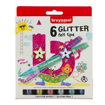 Bruynzeel, 7945K06, Glitter felt tips set, třpytivé fixy, 6 ks
