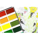 Všechny barvy duhy v prvotřídních akvarelových barvách od Gansai Tambi.