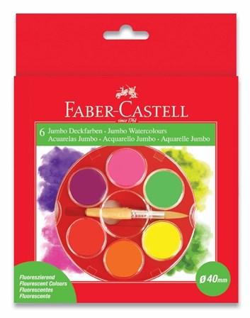 Faber-Castell, 125006, sada akvarelových vodových barev, 6 neonových barev