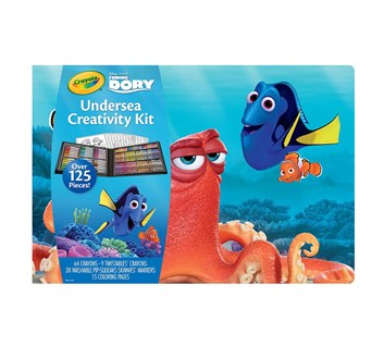 Crayola, 04-2015, Undersea creativity kit, cestovní sada "Hledá se Dory", 125 kusů