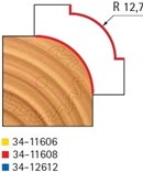 Stopková fréza na dřevo rádiusová vydutá FREUD 3411608 - frézovaný profil