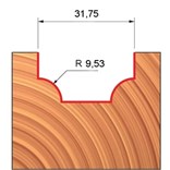 Stopková fréza rádiusová na dřevo FREUD 39-20808 R=9,53 D=31,75 A= 8 bez ložiska