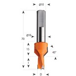 CMT 377 Vrták kolíkovací se záhlubníkem S10 L70 HW - D10x13 S=10 L70 L