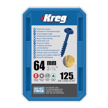 Kreg Blue-Kote Maxi-Loc Šrouby pro skryté spoje - 64 mm, hrubý závit, 125 ks*